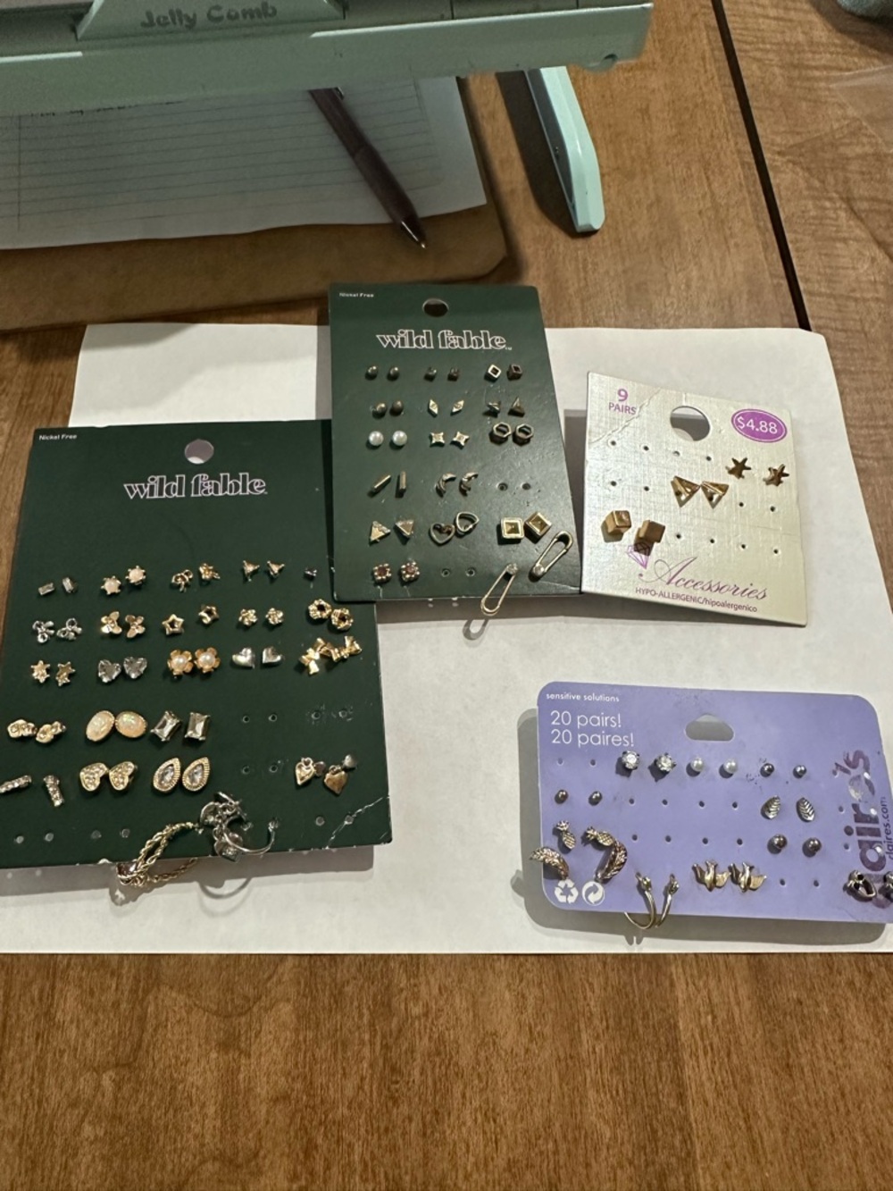 Wild Fable & Assorted Gold Tone Earring Sets - Mixed Shapes/ new - 54 pairs